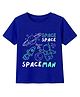 KAVEE Cotton Knit Half Sleeves Space Theme Printed Tee - Blue