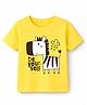 KAVEE Cotton Knit Half Sleeves Zebra & Be Yourself Text Printed Tee - Yellow