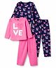 Babyhug Cotton Knit Full Sleeves Co-Ord T-Shirt & Pyjama Night Suit With Love Print Pack of 2 - Multicolor