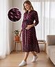 Bella Mama Viscose Woven Three Forth Sleeves Floral Printed Maternity Dress - Mauve