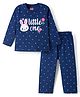 Babyhug Cotton Knit Full Sleeves Bunny & Polka Dot Printed T-Shirt & Pyjama Night Suit - Navy