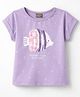 Little Kangaroos Cotton Knit Tops Half Sleeves Round Neck Fish Print Purple 12-24 Months