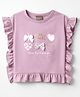 Little Kangaroos Cotton Knit Top with Ruffled Sleeves Purple 12-24 Months