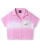 Little Kangaroos Cotton Woven Half Sleeves Watermelon Embroidered Top - Pink