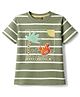 Little Kangaroos Cotton Knit T-Shirt Half Sleeves Striped Green 6-7 Years