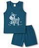 Tango Single Jersey Knit Sleeveless Vest & Shorts Innerwear Set Zebra Print - Navy