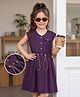 Hola Bonita Cotton Woven One Piece Dresses/Frocks Sleeveless Knee Length Solid Purple 5-6 Years