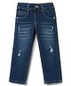 Olio Kids Denim Woven Full Length Solid Distressed Jeans - Navy Blue