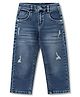 Olio Kids Denim Woven Full Length Solid Distressed Jeans - Light Blue