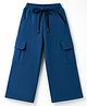 Olio Kids Knitted Full Length Solid Track Pant With Cargo Pockets - Navy Blue