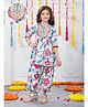 Joy Cotton Cotton Woven Three Fourth Sleeves Gota Lace Embellished Floral Embroidered & Printed Coordinating Kurti & Salwar Set - White