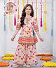 Joy Cotton Cotton Woven Three Fourth Sleeves Floral Embroidered & Printed Kurti & Sharara Set - White