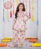 Joy Cotton Cotton Woven Three Fourth Sleeves Floral Embroidered & Printed Kurti & Salwar Set - White