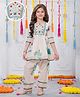 Joy Cotton Cotton Woven Three Fourth Sleeves Floral Embroidered & Printed Kurti & Salwar Set - White