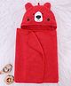Babyhug Microfiber Hooded Towel With Bear Embroidery L 74 x B 74 cm - Red