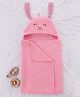 Babyhug Cotton Knit Microfiber Hooded Towel With Bear Embroidery L 76 X B 76 cm - Pink