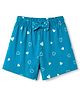 Tango Single Jersey Knit Knee Length Hearts Printed Shorts With Bow Applique - Blue