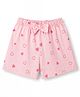 Tango Single Jersey Knit Knee Length Hearts Printed Shorts With Bow Applique - Pink