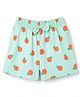 Tango Single Jersey Knit Knee Length Tropical Theme Printed Shorts With Bow Applique - Light Green