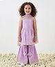 AJ Dezines Cotton Woven Sleeveless Lace Embellished Kurti & Sharara With Dupatta Set - Purple