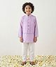 AJ Dezines Cotton Woven Full Sleeves Lace Embellished Kurta  & Pyjama With Jacket Set - Purple