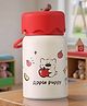 Apple Print Double Wall Insulated Stainless Steel Water Bottle 340ml - Red| Silicone Carry Loop| BPA Free| Leak Resistant Lid| Hot & Cold| Travel Friendly