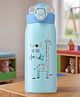 Giraffe Print Double Wall Insulated Stainless Steel Straw Sipper Bottle 350ml - Blue| Soft Silicone Spout| Leak Resistant Flip-Top Lid| BPA Free| Keeps Drinks Hot & Cold| Travel Friendly