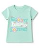Tango Single Jersey Knit Half Sleeves T-Shirts With Text And Floral Print - Green