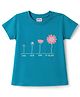Tango Single Jersey Knit Half Sleeves T-Shirt With Take Your Time To Bloom Print - Teal Blue