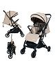 Infantso RIDE-X Baby Stroller / Pram for Baby with 5 Point Safety Harness, Multi Level seat Recline & Spacious Cushioned seat, One-Hand Fold and 360° Rotating Wheels for 0 to 3 Years- Beige