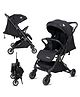 Infantso RIDE-X Baby Stroller / Pram for Baby with 5 Point Safety Harness, Multi Level seat Recline & Spacious Cushioned seat, One-Hand Fold and 360° Rotating Wheels (Black)
