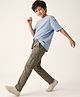 Pine Kids Woven Full Length Solid Colour Trouser with Cargo Pockets - Olive Green