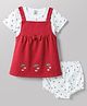 Be Baby Cotton Knit Frocks with Inner Tee & Bloomer Cherry Embroidered Half Sleeves Red 6-9 Months