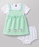 Be Baby Cotton Knit Frocks with Inner Tee & Bloomer Cherry Embroidered Half Sleeves Mint 9-12 Months