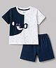 Be Baby Knitted Half Sleeves T-Shirt & Shorts Set With Elephant Applique - Navy Blue