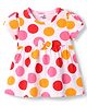 Doodle Poodle Cotton Knit Frocks Printed Half Sleeves White 3-6 Months