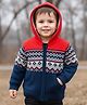 Babyhug Knit Full Sleeves Hooded Sweater With Design - Orange