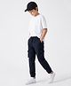 Pine Kids Cotton Elastane Woven Full Length Cargo Style Trousers With Pocket - Navy Blue