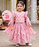 Babyhug Cambric Woven Half Frill Sleeves Floral Printed & Sequinned Choli Lahenga & Dupatta Set - PInk