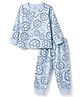 Primo Gino 100% Cotton Knit Full Sleeves Football Printed Co-Ords T-Shirt & Pyjama Night Suit - Light Blue