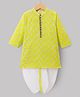 Babyhug Cambric Woven Full Sleeves Mandarin Collared Kurta & Dhoti Set With Floral Print - Limegreen