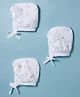 Simply Interlock Knit Animal & Vehicles Printed Cap With Knot Pack Of 3 White - Diameter 14 cm