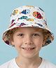 Vritraz Cotton Woven Fishes Printed Bucket Hat - White - Circumference - 52 - 56 Cms