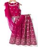 Babyhug Net Woven Sleeveless  Lehenga Choli Set With Dupatta & Floral Embroidery - Fuschia