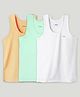 Kidbea Bamboo Knit Pack Of 3 Sleeveless Solid Vests - Peach Light Green & White