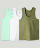 Kidbea Bamboo Knit Pack Of 3 Sleeveless Solid Vests - Light Green White & Olive Green