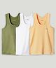 Kidbea Bamboo Knit Pack Of 3 Sleeveless Solid Vests - Olive Green White & Peach