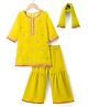 Babyhug Georgette Woven Three Fourth Sleeves Embroidered Kurti Gharara Set With Dupatta - Light Yellow