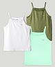 Kidbea Bamboo Woven Pack Of 3 Sleeveless Frill Detailed Camisoles - White Olive Green & Light Green