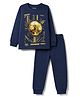 Primo Gino 100% Cotton Knit Full Sleeves T-Shirt & Pyjama Night Suit With Ball Print - Blue